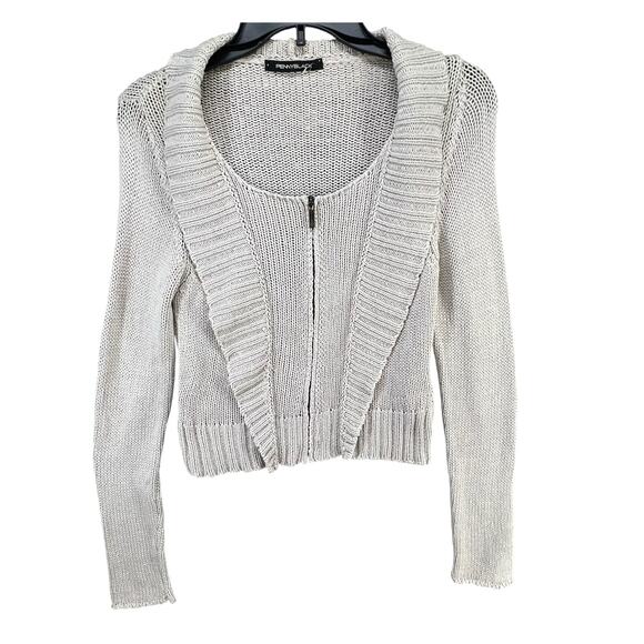 Pennyblack Knitted Cardigan S Beige Cotton Zip Up Sweater Quiet Luxury Italy - Picture 1 of 13